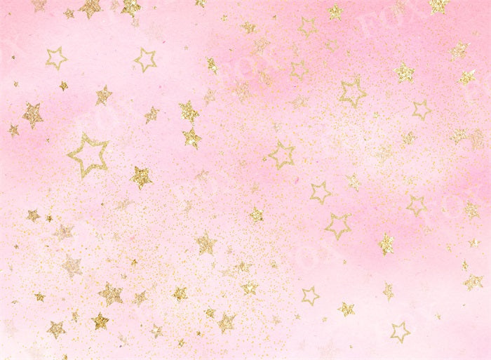 Fox Cute Girl Light Pink Stars Vinyl Photography Backdrop