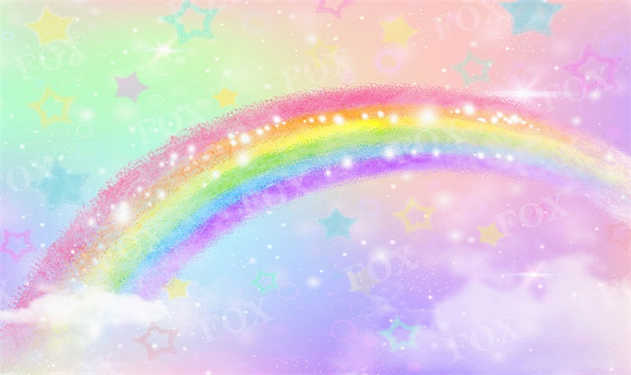 Fox Colorful Rainbow Stars Vinyl Photography Backdrop