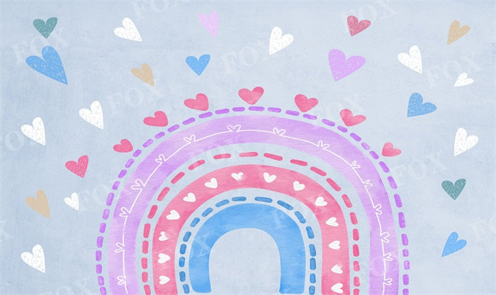Fox Valentine's Day Light Blue Mother's Day Vinyl Backdrop