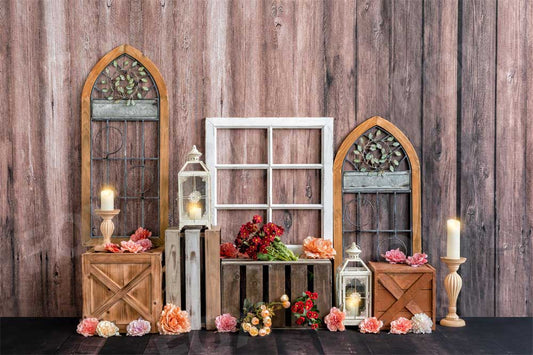 Fox Boho Flowers Valentines Day Spring Vinyl Photography Backdrop