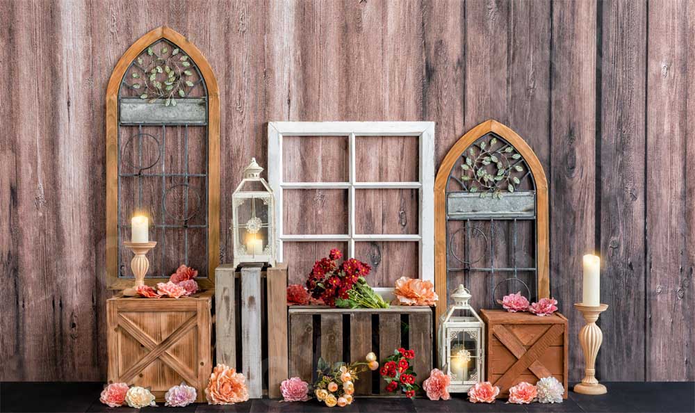 Fox Boho Flowers Valentines Day Spring Vinyl Photography Backdrop