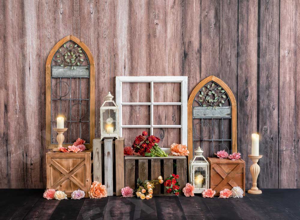 Fox Boho Flowers Valentines Day Spring Vinyl Photography Backdrop