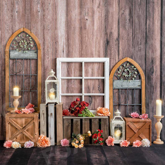 Fox Boho Flowers Valentines Day Spring Vinyl Photography Backdrop