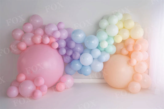 Fox Ombre Rainbow Cakesmash Birthday Vinyl Backdrop Design by Kali