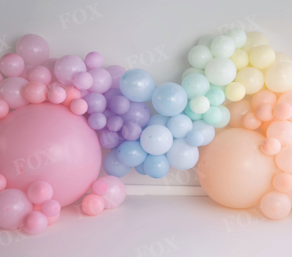 Fox Ombre Rainbow Cakesmash Birthday Vinyl Backdrop Design by Kali