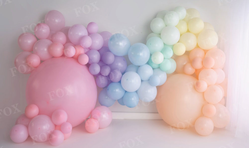 Fox Ombre Rainbow Cakesmash Birthday Vinyl Backdrop Design by Kali