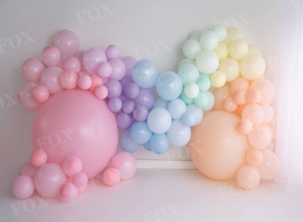 Fox Ombre Rainbow Cakesmash Birthday Vinyl Backdrop Design by Kali