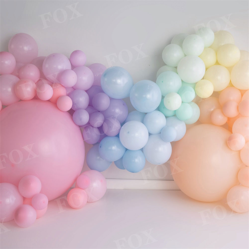 Fox Ombre Rainbow Cakesmash Birthday Vinyl Backdrop Design by Kali