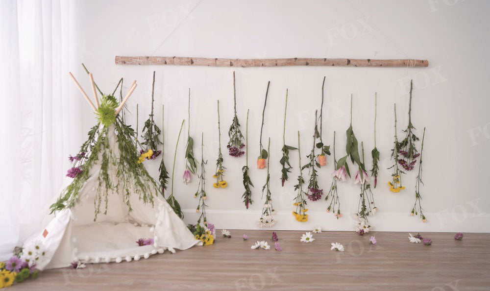 Fox Wildflower Spring Cakesmash Birthday Vinyl Backdrop Design by Kali