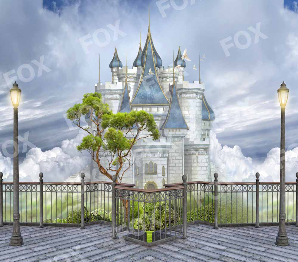 Fox Fairy Tale Castle Summer Vinyl/Fabric/Fabric Photography Backdrop