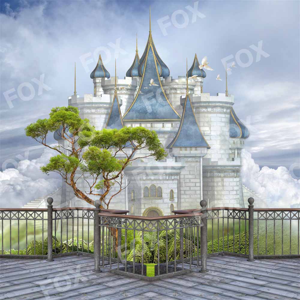 Fox Fairy Tale Castle Summer Vinyl/Fabric/Fabric Photography Backdrop
