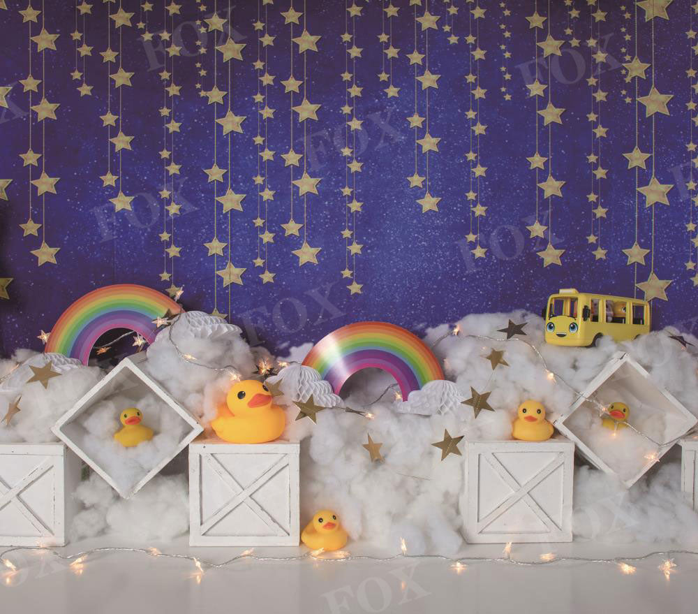 Fox Cloud Toy Stars Rubber Duck Birthday Vinyl Backdrop Designed By Joy Perez