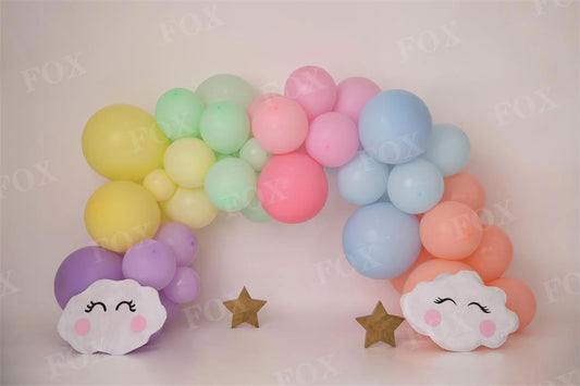 Fox Cakesmash Smiley Balloon Birthday Vinyl Backdrop Designed By Blanca Perez