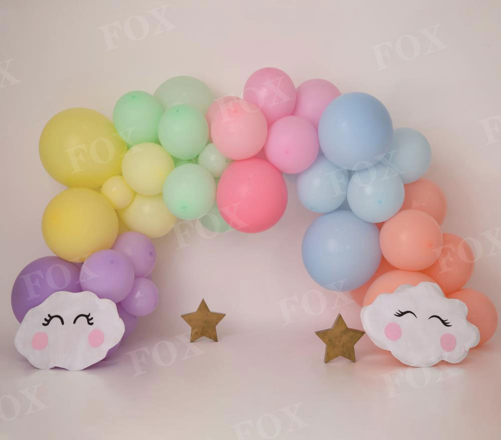 Fox Cakesmash Smiley Balloon Birthday Vinyl Backdrop Designed By Blanca Perez