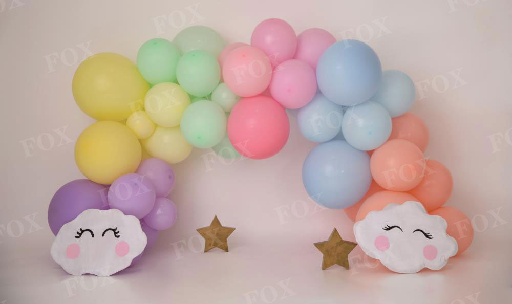 Fox Cakesmash Smiley Balloon Birthday Vinyl Backdrop Designed By Blanca Perez