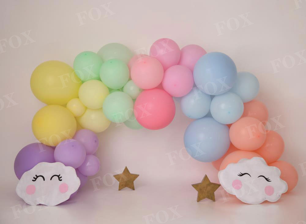 Fox Cakesmash Smiley Balloon Birthday Vinyl Backdrop Designed By Blanca Perez