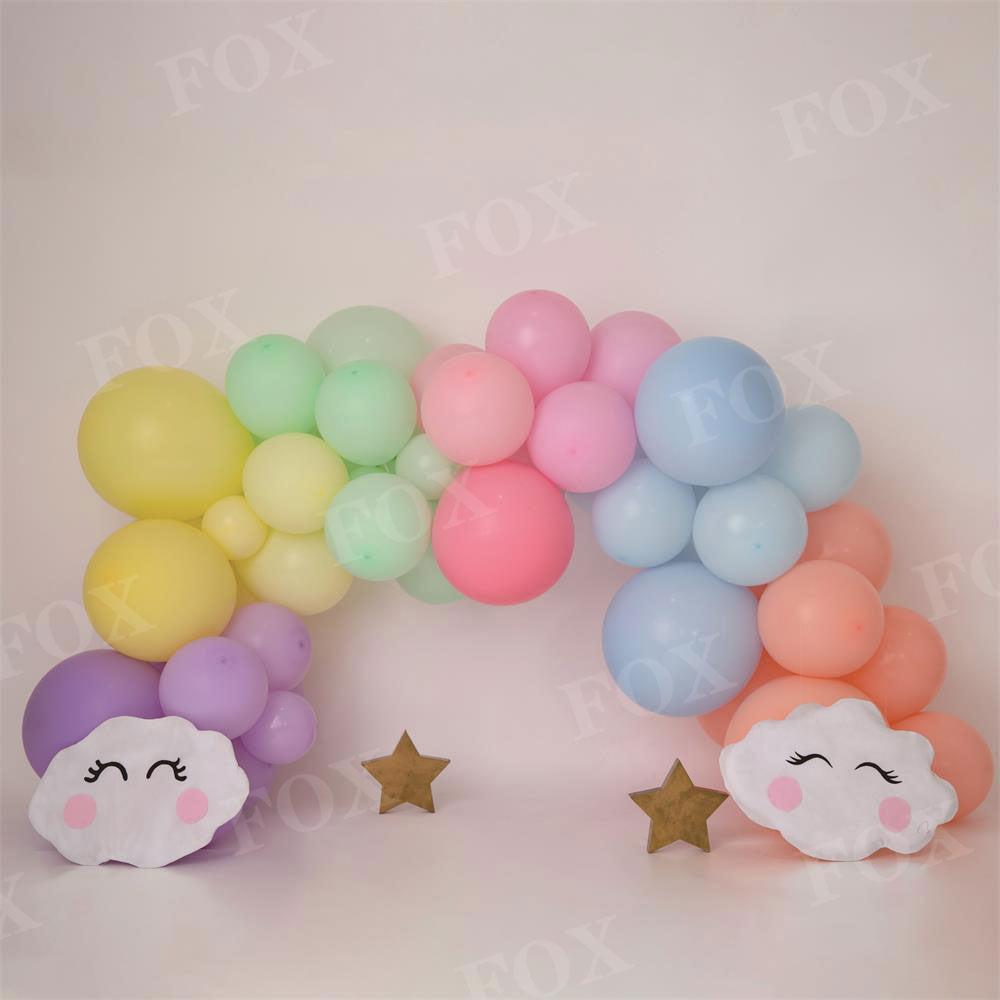 Fox Cakesmash Smiley Balloon Birthday Vinyl Backdrop Designed By Blanca Perez