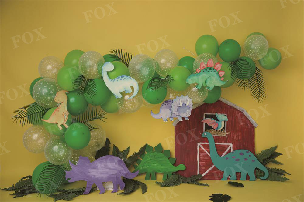 Fox Cakesmash Dinosaur Green Balloon Birthday Vinyl Backdrop Designed By Blanca Perez