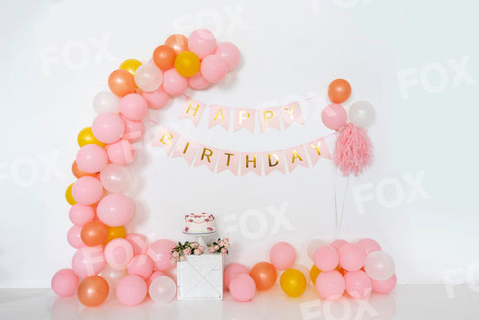 Fox Cake Smash Birthday Balloons Vinyl Photos Backdrop