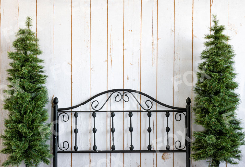 Fox White Christmas Headboard Vinyl Backdrop