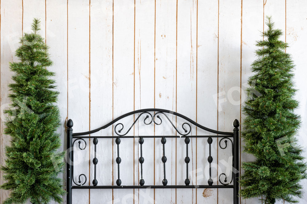 Fox White Christmas Headboard Vinyl Backdrop