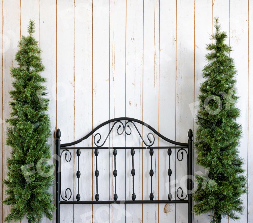 Fox White Christmas Headboard Vinyl Backdrop