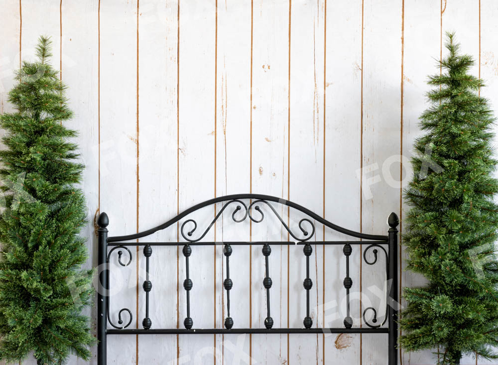 Fox White Christmas Headboard Vinyl Backdrop