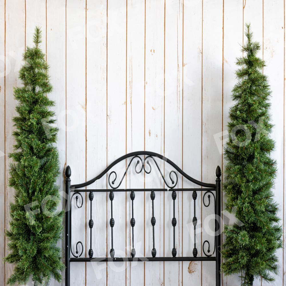 Fox White Christmas Headboard Vinyl Backdrop