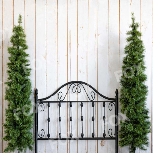 Fox White Christmas Headboard Vinyl Backdrop