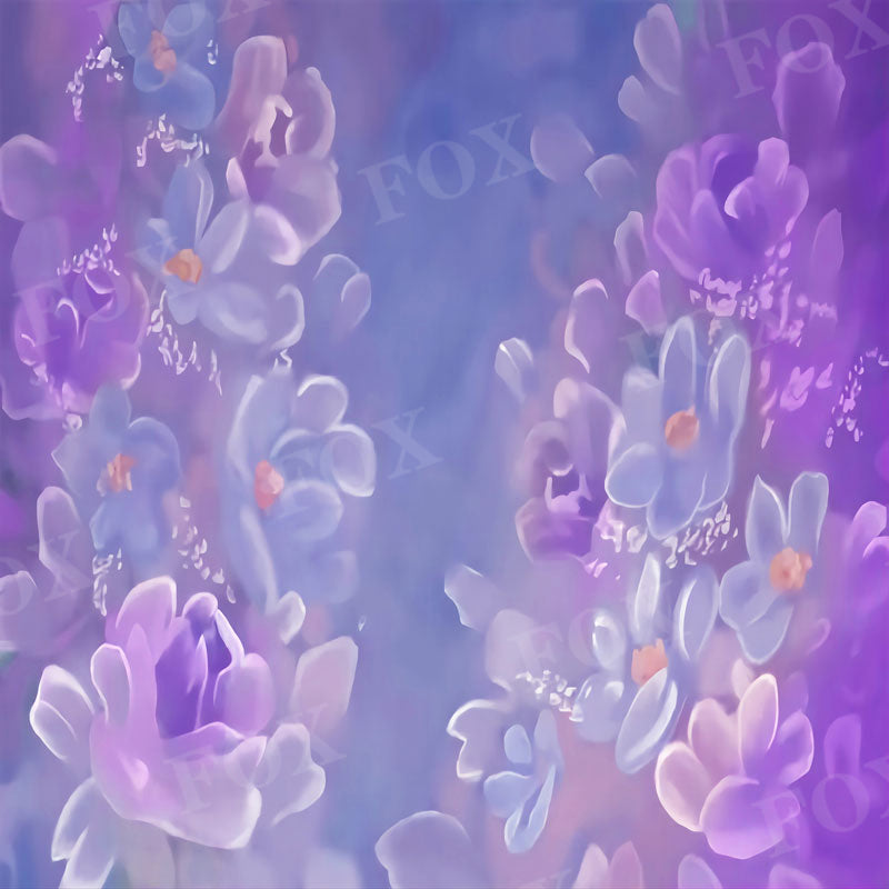 Fox Purple Flower Portrait photography Floral Photos Vinyl Backdrop
