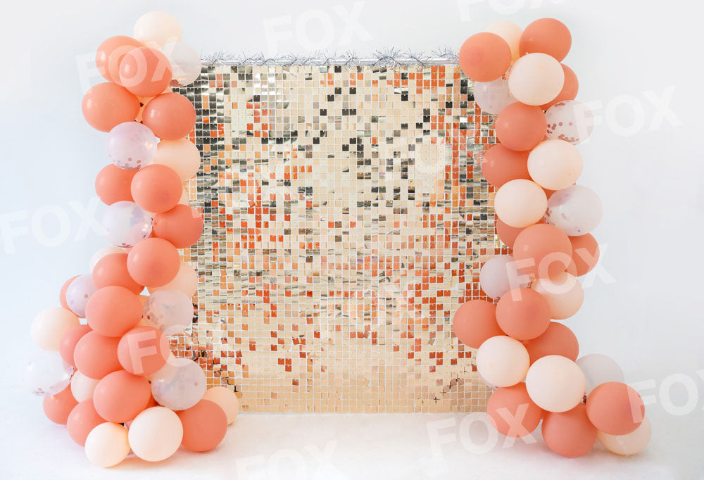 Fox Birthday Golden Balloon Party Cakesmash Vinyl Backdrop