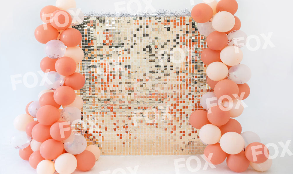 Fox Birthday Golden Balloon Party Cakesmash Vinyl Backdrop
