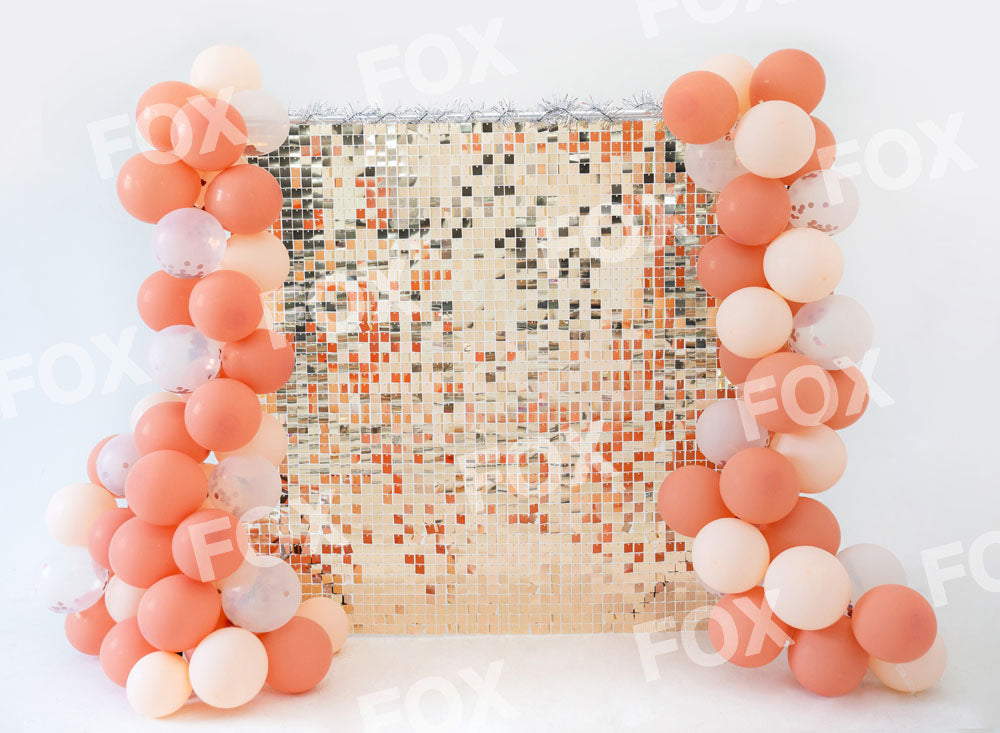 Fox Birthday Golden Balloon Party Cakesmash Vinyl Backdrop