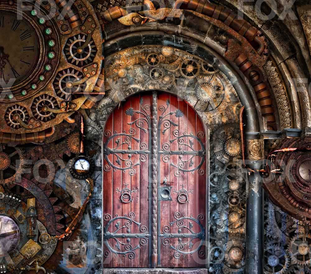 Fox Vintage Door Clock Vinyl Photography Backdrop