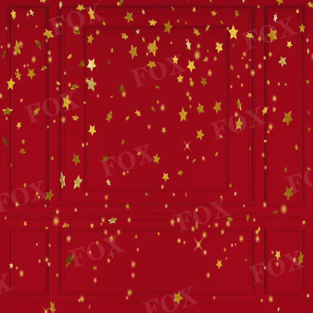 Fox Vintage Red Glitter Wall Backdrop Vinyl Christmas Designed by JT photography