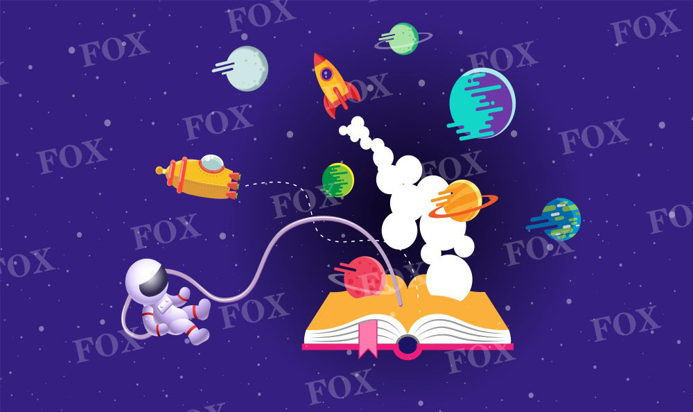 Fox Back to School Cosmic Geography Class Vinyl/Fabric Backdrop
