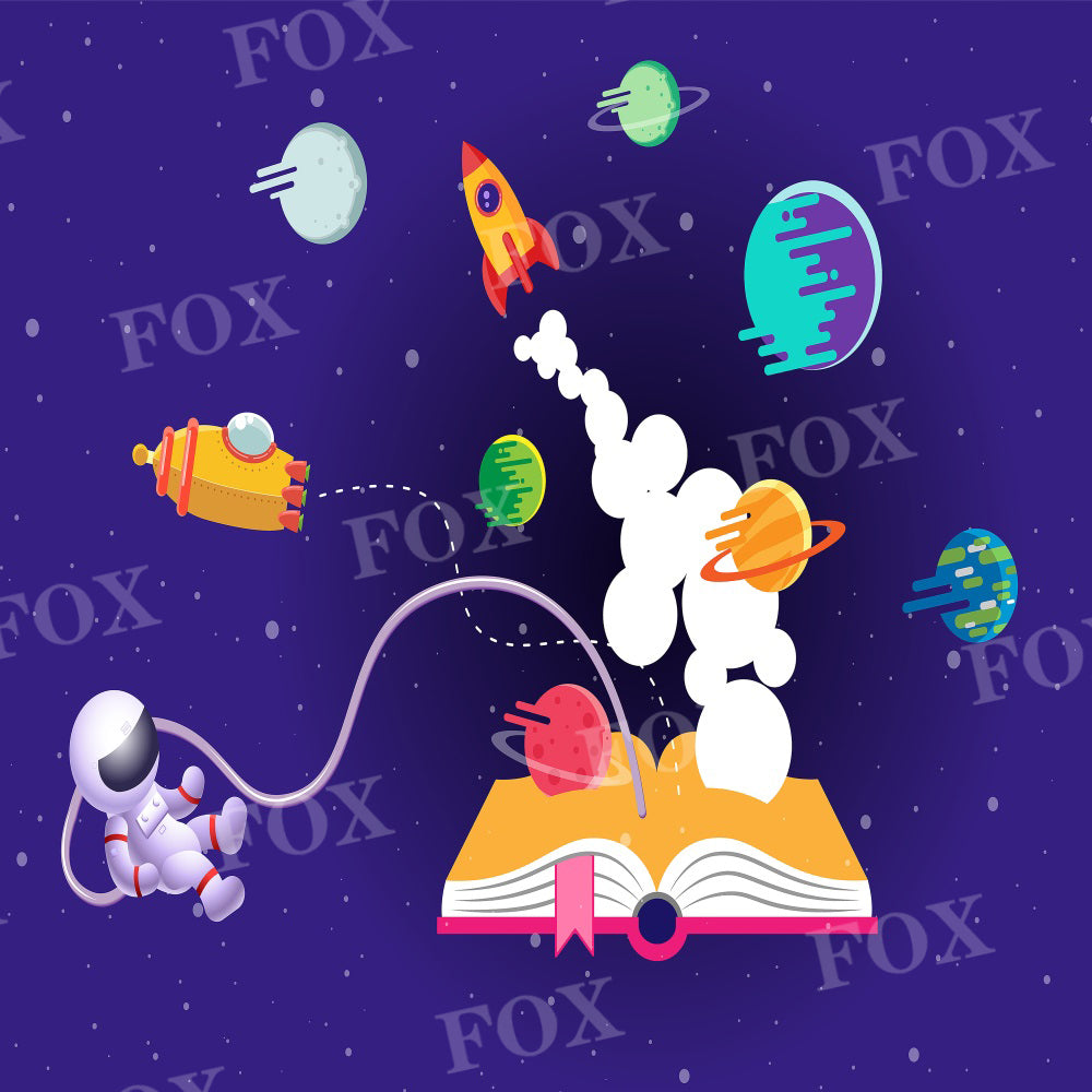 Fox Back to School Cosmic Geography Class Vinyl/Fabric Backdrop