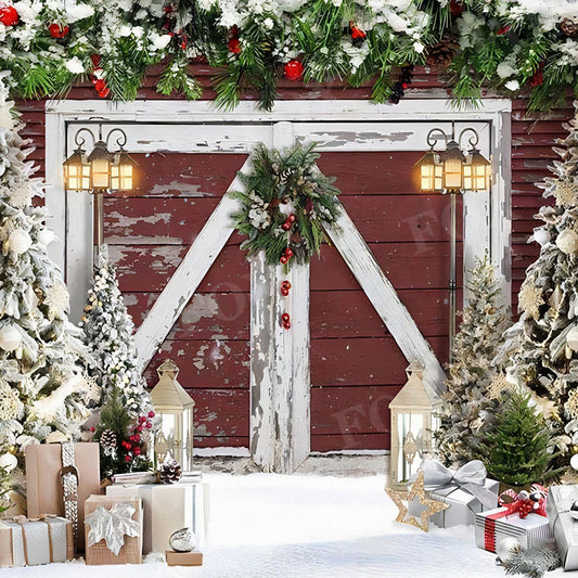 Fox Rustic Christmas Backg Winter Vinyl Backdrop