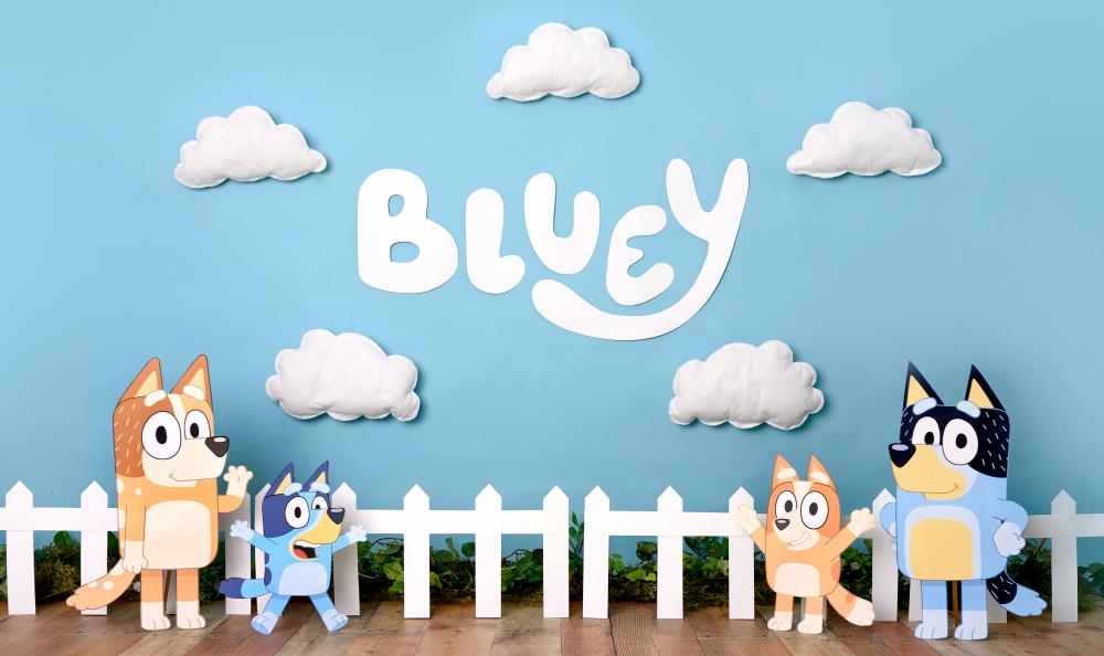 Fox Bluey Chilli Bandit Bingo Heeler Kiwi Vinyl/Fabric Backdrop Designed by Claudia Uribe