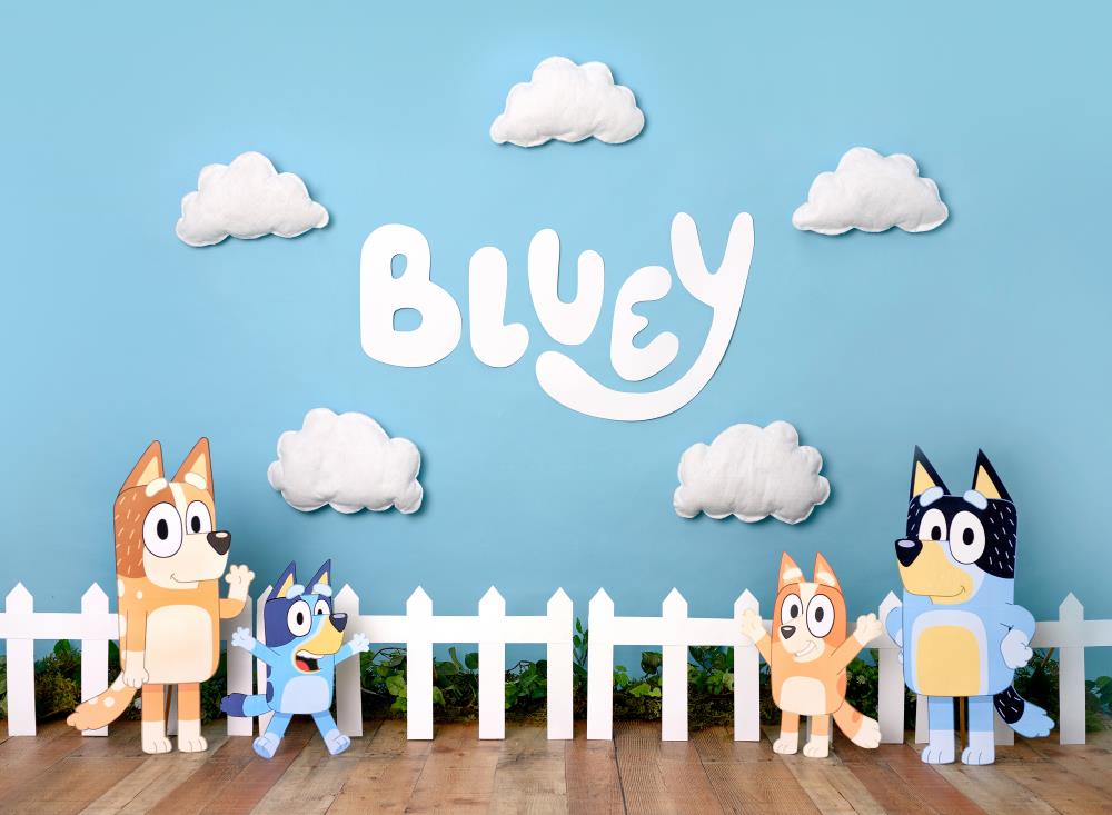 Fox Bluey Chilli Bandit Bingo Heeler Kiwi Vinyl/Fabric Backdrop Designed by Claudia Uribe
