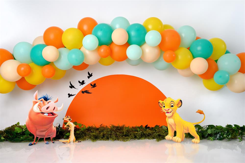 Fox Animals Ballon Garland Birthday Vinyl/Fabric Backdrop Designed by Claudia Uribe