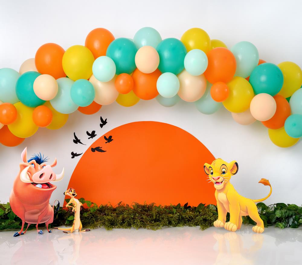 Fox Animals Ballon Garland Birthday Vinyl/Fabric Backdrop Designed by Claudia Uribe