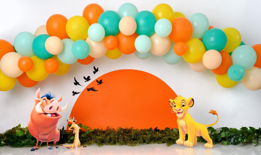 Fox Animals Ballon Garland Birthday Vinyl/Fabric Backdrop Designed by Claudia Uribe