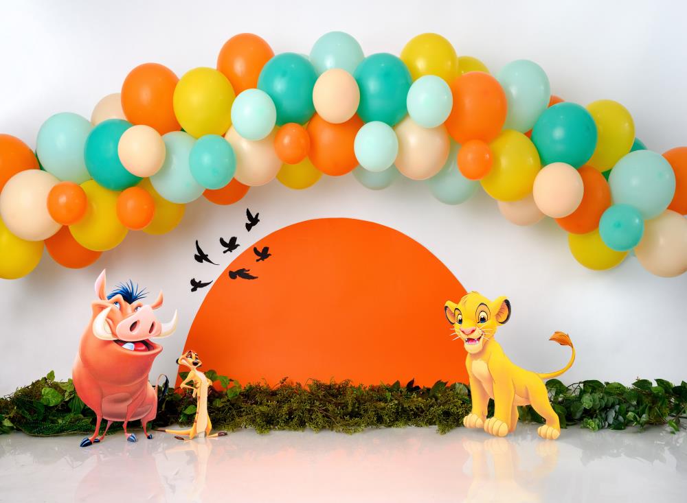 Fox Animals Ballon Garland Birthday Vinyl/Fabric Backdrop Designed by Claudia Uribe