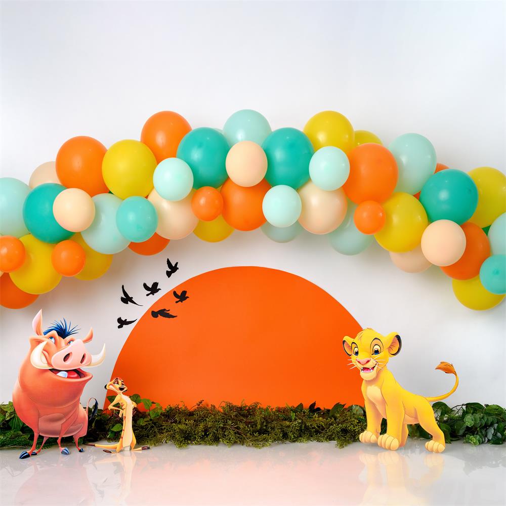 Fox Animals Ballon Garland Birthday Vinyl/Fabric Backdrop Designed by Claudia Uribe