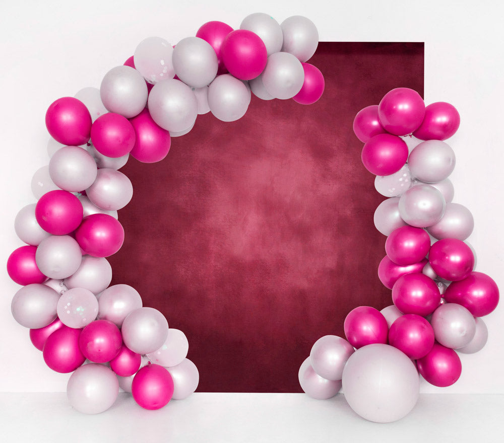 Fox Pink Birthday Balloon Garland Vinyl Backdrop