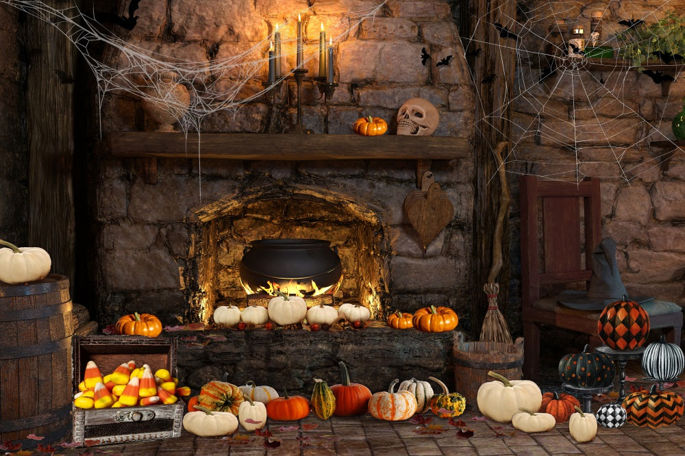 Fox Mysterious Halloween Scary Pumpkin Vinyl Backdrop