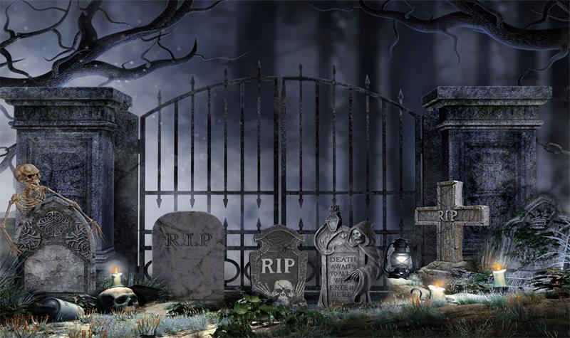 Fox Halloween Night Devil Door Vinyl Backdrop