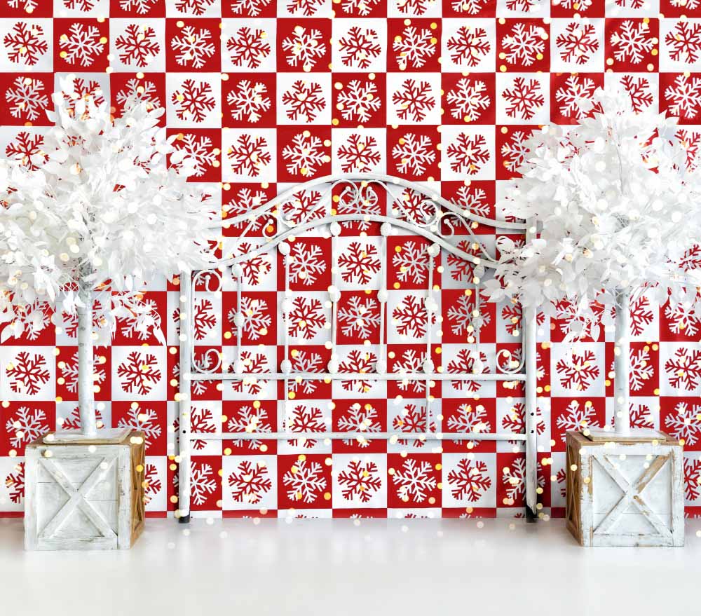 Fox Christmas Snowflake Vinyl Backdrop Photography