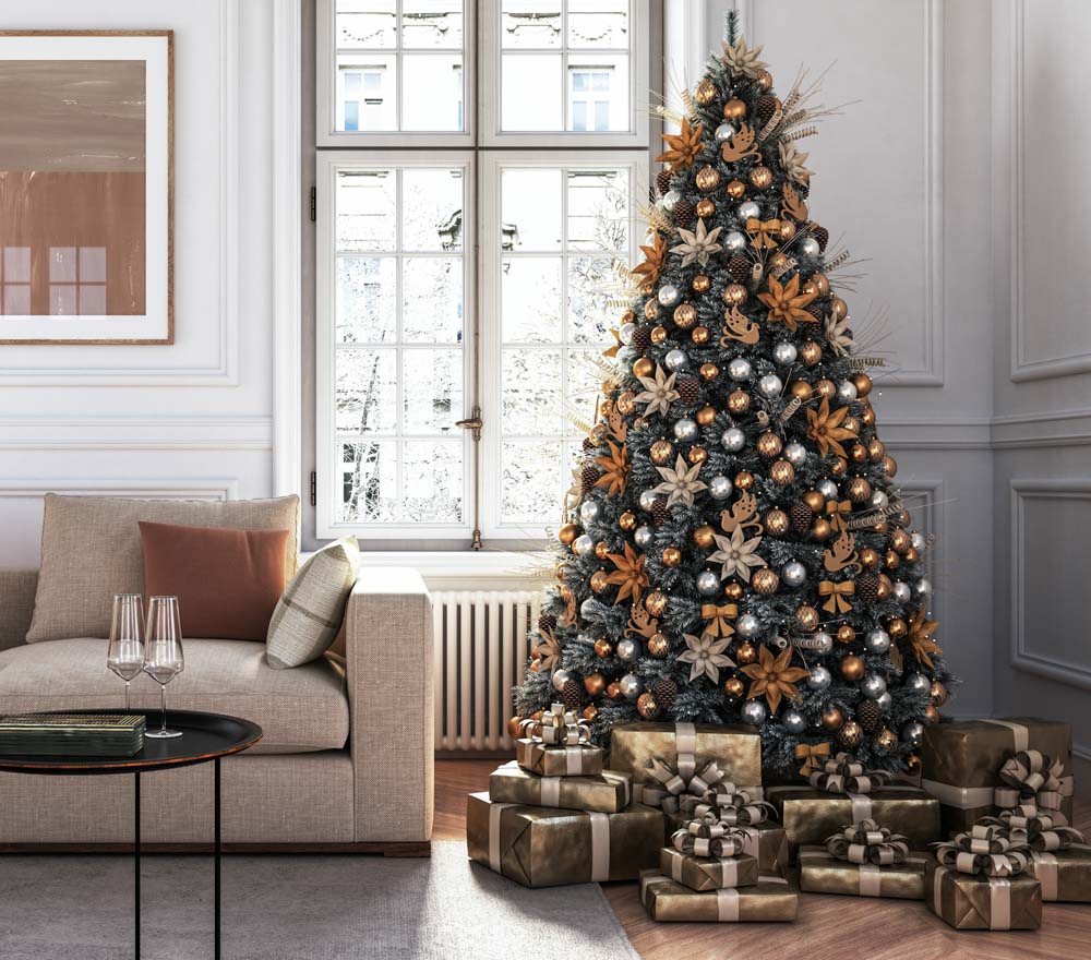 Fox Christmas Tree Beautiful Living Room Vinyl Backdrop Photography